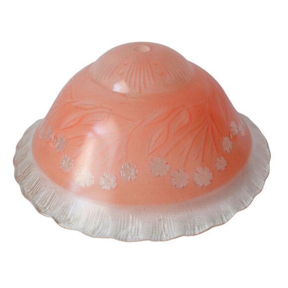 Vintage Ceiling Lamp Shade Pastel Pink Embossed Design 1950's Light fixture - Picture 1 of 4